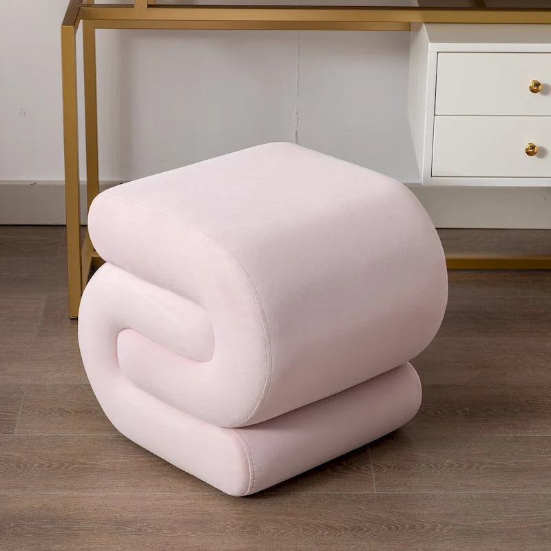 Sgabello/Poggiapiedi Moderno S-shape in Tessuto per Trucco