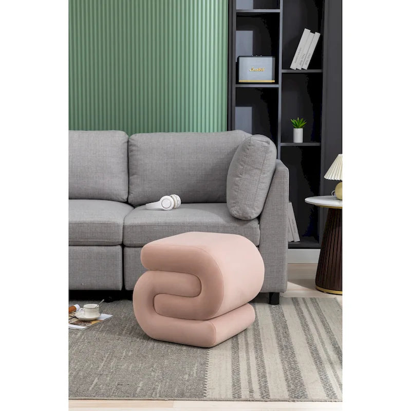 Sgabello/Poggiapiedi Moderno S-shape in Tessuto per Trucco