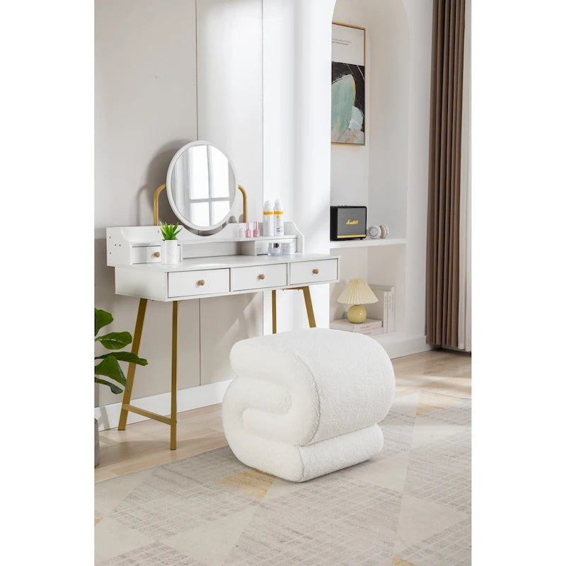 Sgabello/Poggiapiedi Moderno S-shape in Tessuto per Trucco