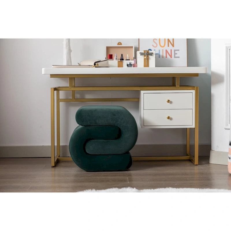 Sgabello/Poggiapiedi Moderno S-shape in Tessuto per Trucco