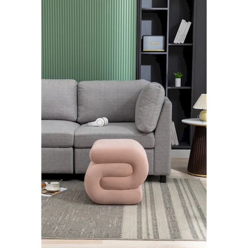 Sgabello/Poggiapiedi Moderno S-shape in Tessuto per Trucco
