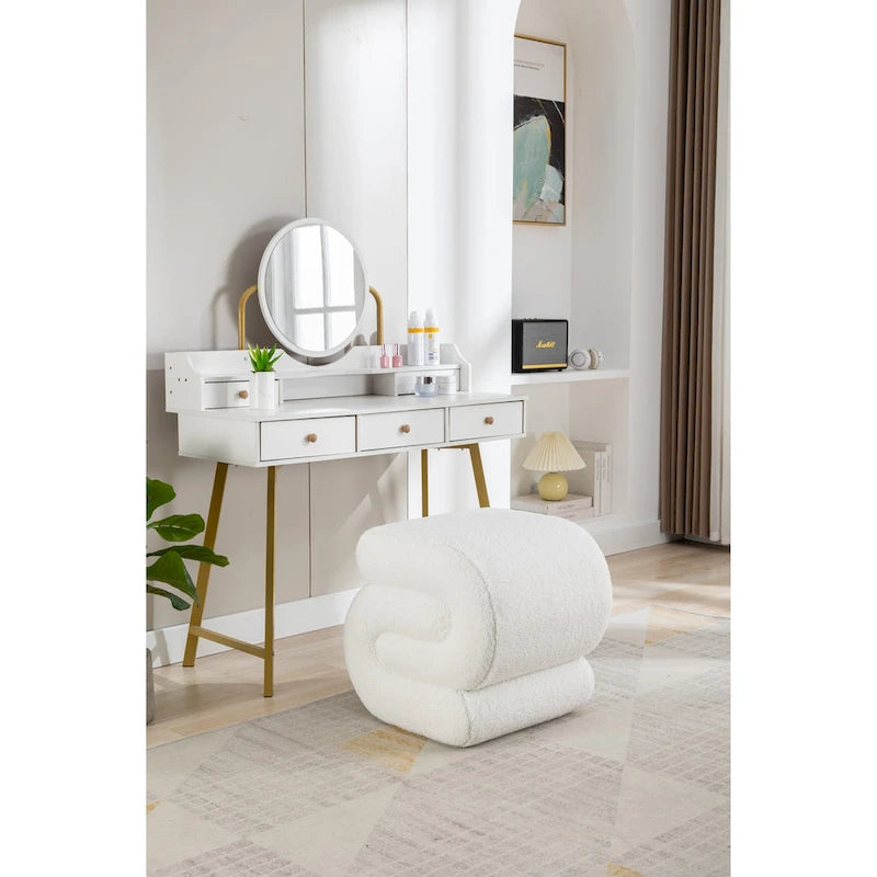 Sgabello/Poggiapiedi Moderno S-shape in Tessuto per Trucco