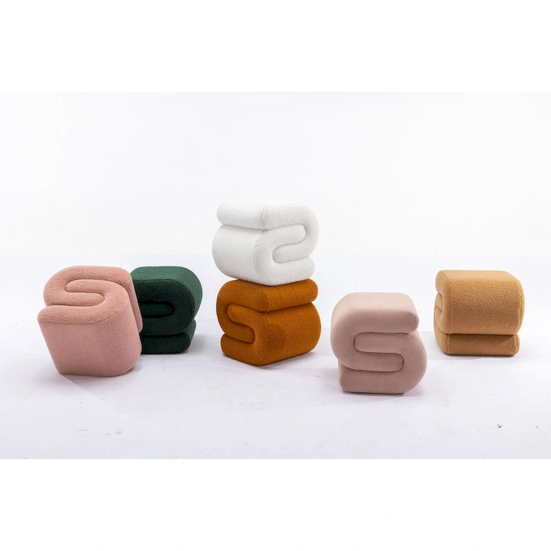 Sgabello/Poggiapiedi Moderno S-shape in Tessuto per Trucco
