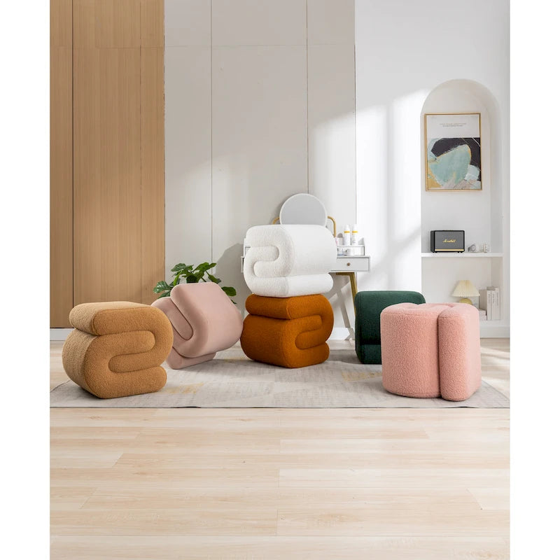 Sgabello/Poggiapiedi Moderno S-shape in Tessuto per Trucco