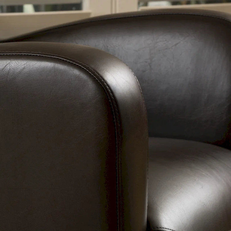 Poltrona Club con Schienale Alto Girevole in Ecopelle