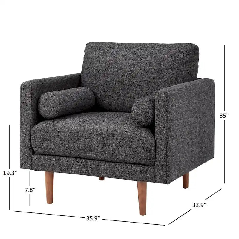 Sedia Mid-Century con gambe affusolate e cuscini