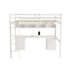 Letto a soppalco con scrivania, armadietti