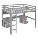 Letto a soppalco con scrivania, armadietti