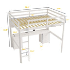 Letto a soppalco con scrivania, armadietti