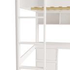 Letto a soppalco con scrivania, armadietti