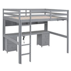 Letto a soppalco con scrivania, armadietti