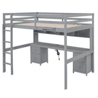Letto a soppalco con scrivania, armadietti