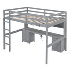Letto a soppalco con scrivania, armadietti