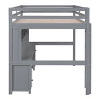 Letto a soppalco con scrivania, armadietti