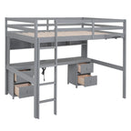 Letto a soppalco con scrivania, armadietti