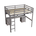 Letto a soppalco con scrivania, armadietti