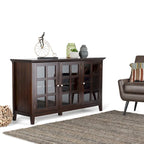 Credenza di transizione in LEGNO MASSELLO, larga 157 cm, con ampi vani - 157 l x 45 p x 86 h cm