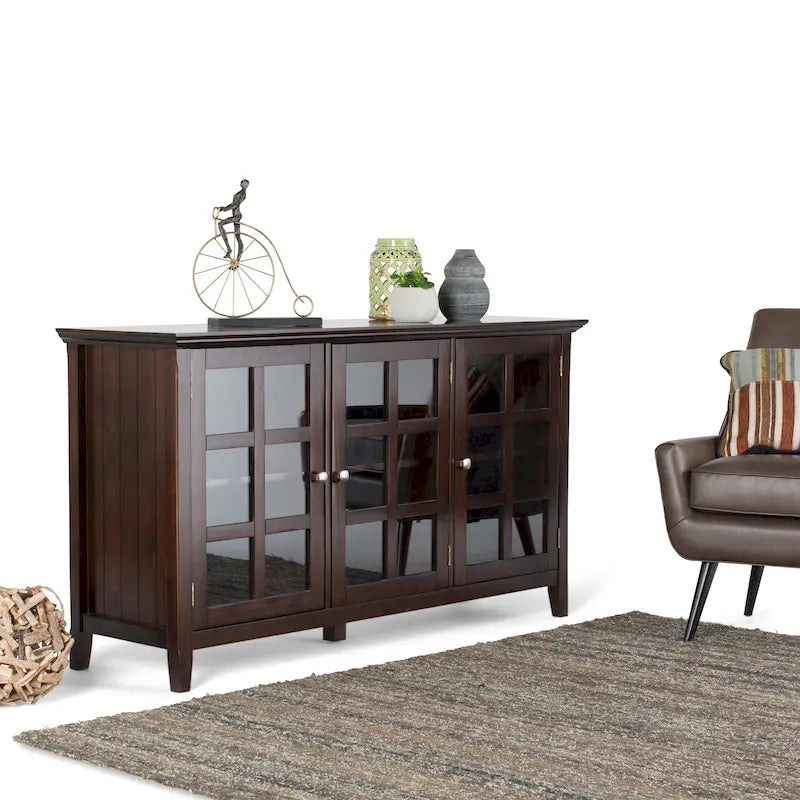 Credenza di transizione in LEGNO MASSELLO, larga 157 cm, con ampi vani - 157 l x 45 p x 86 h cm