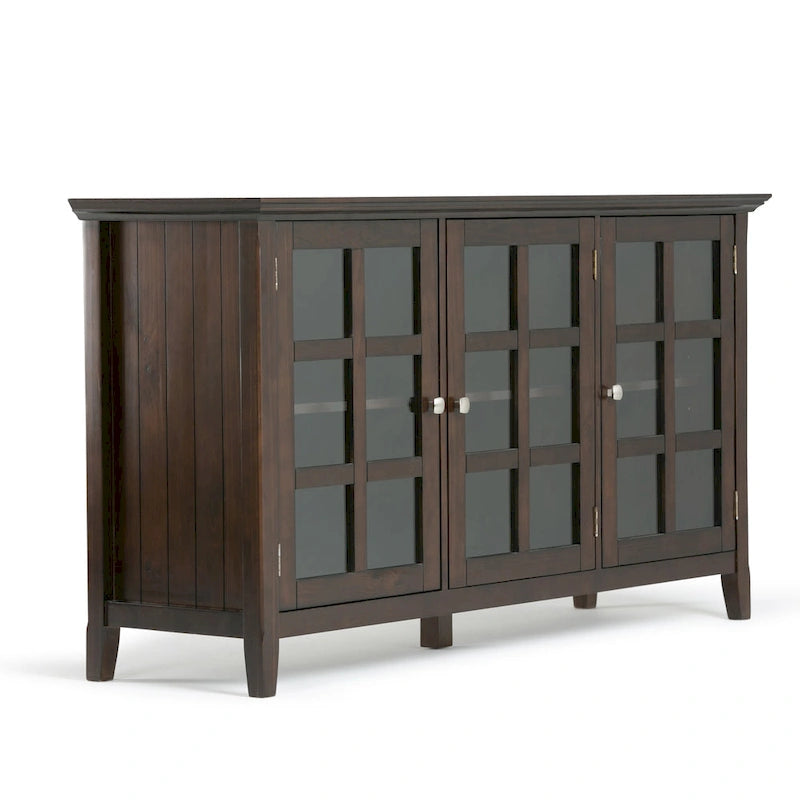 Credenza di transizione in LEGNO MASSELLO, larga 157 cm, con ampi vani - 157 l x 45 p x 86 h cm