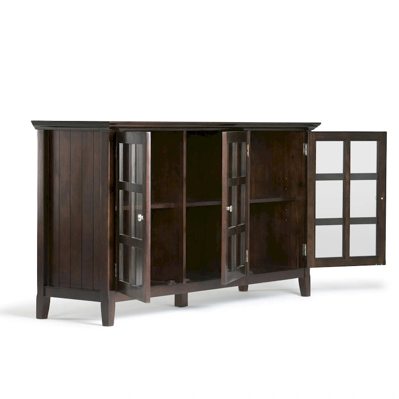 Credenza di transizione in LEGNO MASSELLO, larga 157 cm, con ampi vani - 157 l x 45 p x 86 h cm