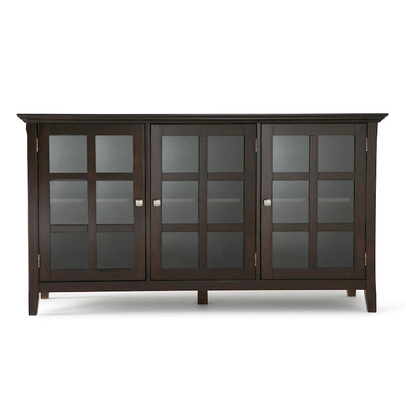 Credenza di transizione in LEGNO MASSELLO, larga 157 cm, con ampi vani - 157 l x 45 p x 86 h cm