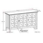 Credenza di transizione in LEGNO MASSELLO, larga 157 cm, con ampi vani - 157 l x 45 p x 86 h cm