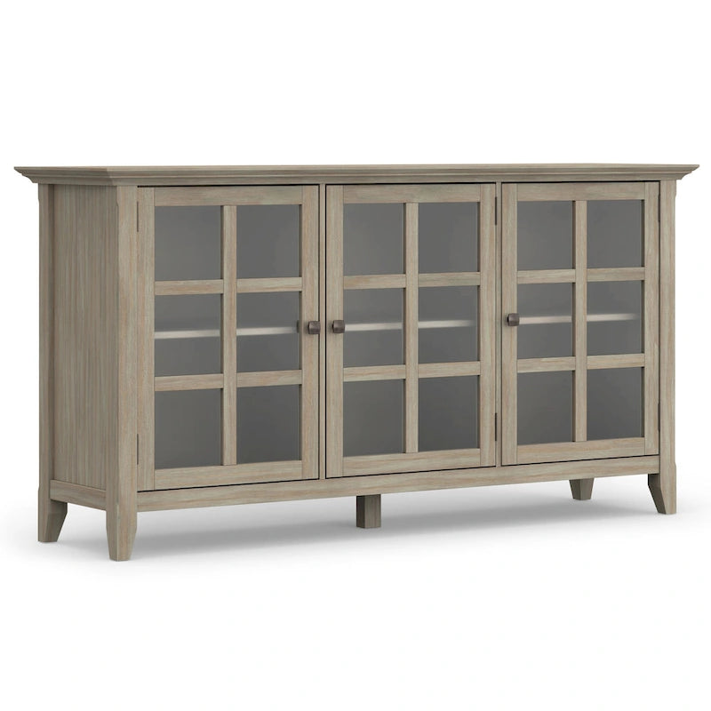Credenza di transizione in LEGNO MASSELLO, larga 157 cm, con ampi vani - 157 l x 45 p x 86 h cm