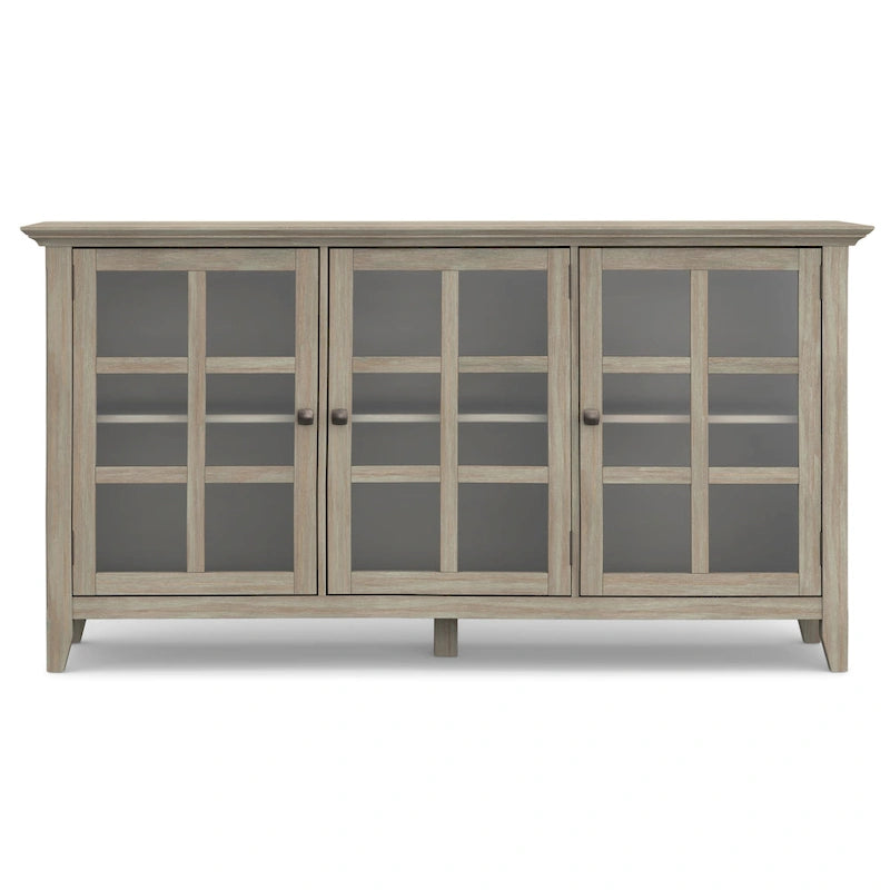 Credenza di transizione in LEGNO MASSELLO, larga 157 cm, con ampi vani - 157 l x 45 p x 86 h cm
