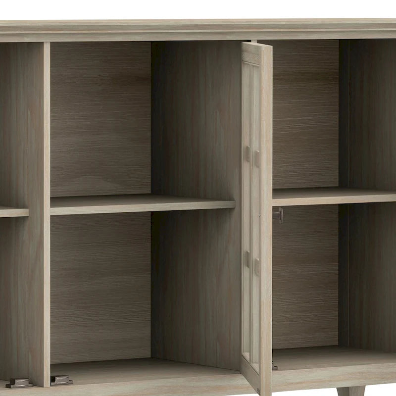 Credenza di transizione in LEGNO MASSELLO, larga 157 cm, con ampi vani - 157 l x 45 p x 86 h cm
