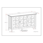 Credenza di transizione in LEGNO MASSELLO, larga 157 cm, con ampi vani - 157 l x 45 p x 86 h cm