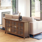 Credenza di transizione in LEGNO MASSELLO, larga 157 cm, con ampi vani - 157 l x 45 p x 86 h cm