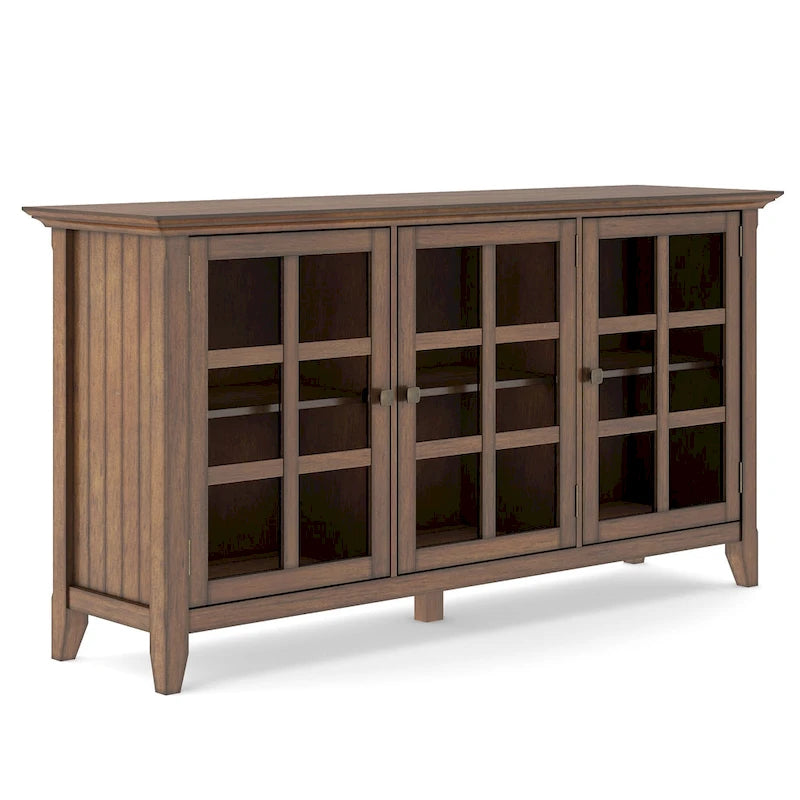 Credenza di transizione in LEGNO MASSELLO, larga 157 cm, con ampi vani - 157 l x 45 p x 86 h cm
