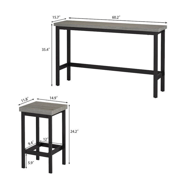Set tavolo da pranzo extra lungo altezza bancone