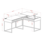 Scrivania angolare con piano sollevabile in metallo e USB