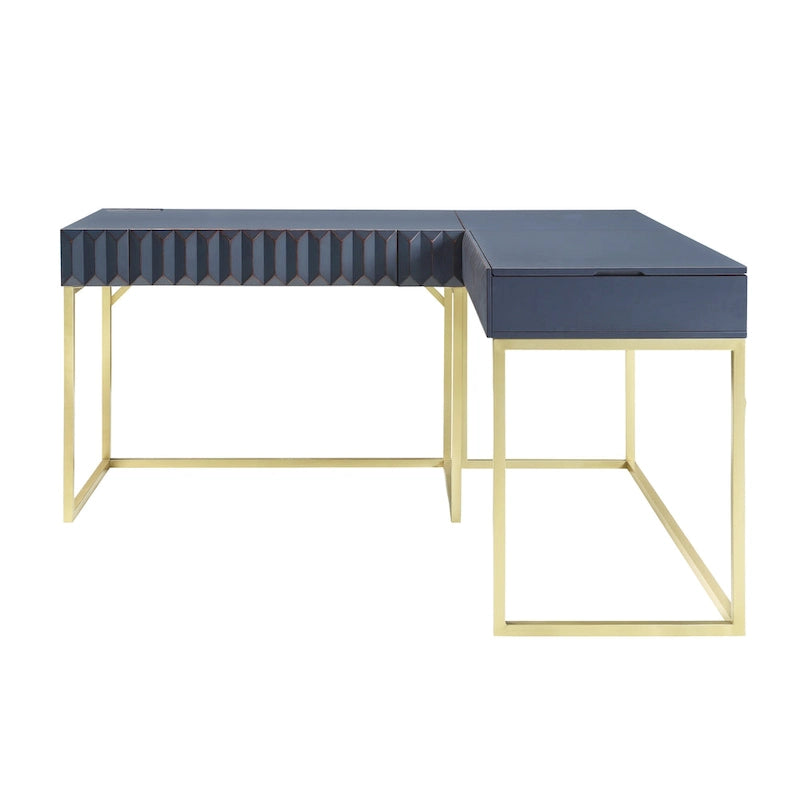 Scrivania angolare con piano sollevabile in metallo e USB