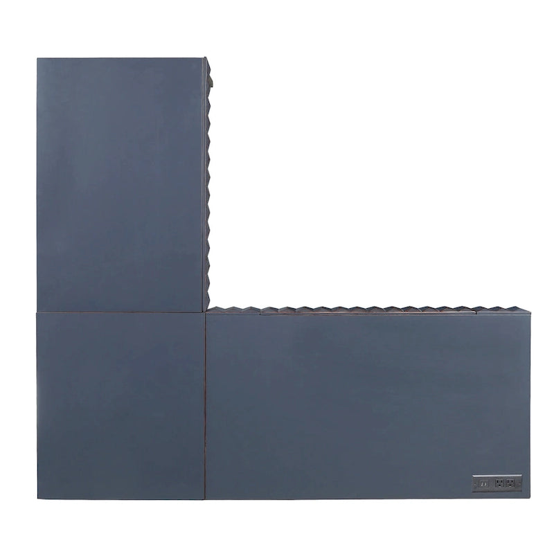 Scrivania angolare con piano sollevabile in metallo e USB