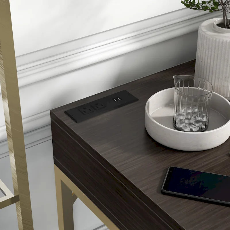 Scrivania angolare con piano sollevabile in metallo e USB