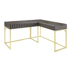 Scrivania angolare con piano sollevabile in metallo e USB