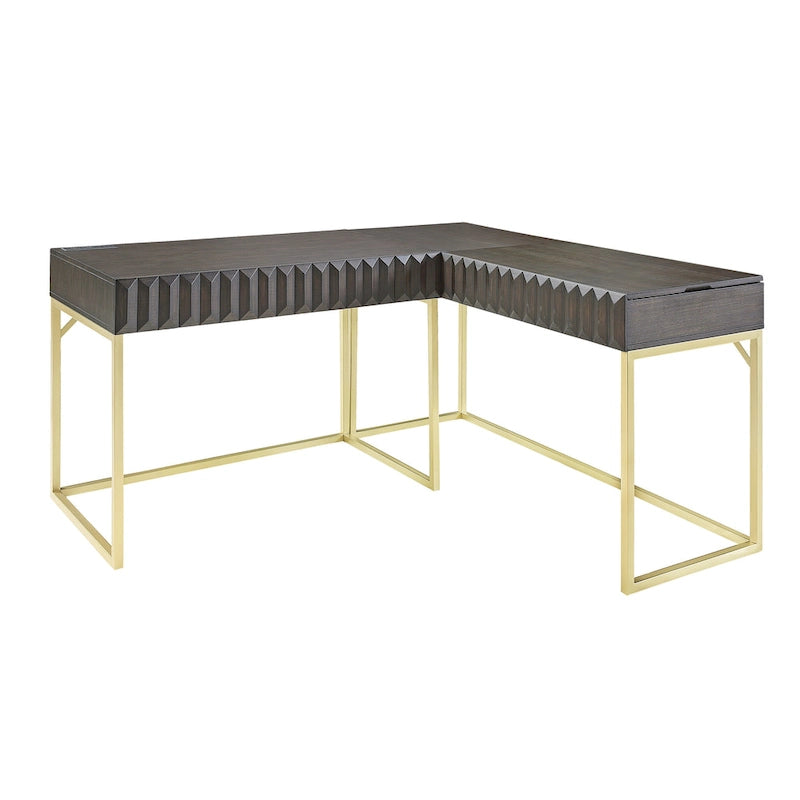 Scrivania angolare con piano sollevabile in metallo e USB