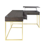 Scrivania angolare con piano sollevabile in metallo e USB