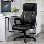 Sedia da ufficio ergonomica, altezza regolabile, in pelle PU, con funzione a dondolo, girevole a 360°, per casa e ufficio, nera