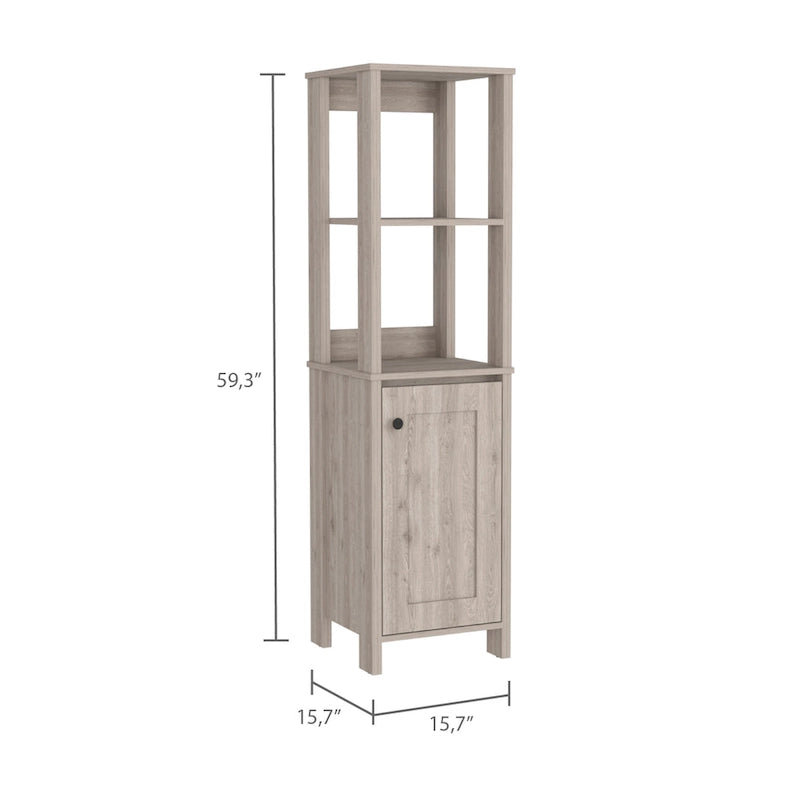 Mobile da bagno Arctic in lino con 4 ripiani e anta singola