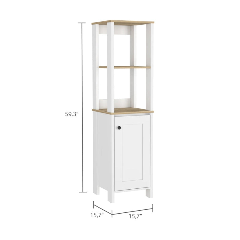 Mobile da bagno Arctic in lino con 4 ripiani e anta singola