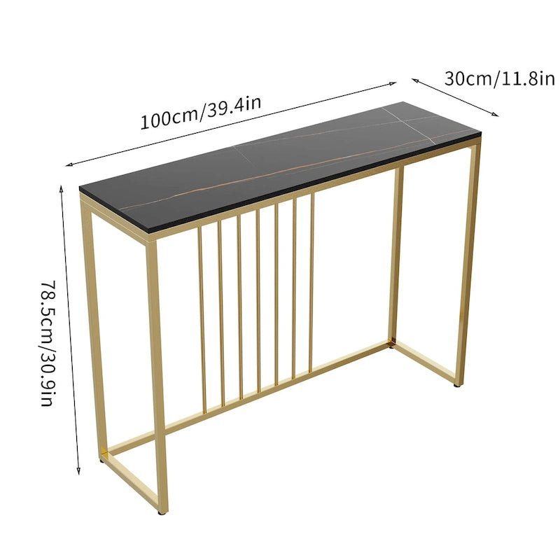 Tavoli Consolle Stretti e Lunghi in Pietra Sinterizzata da 47 Pollici per Ingresso o Divano - L 120 x P 30 x H 79 cm