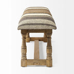 Panca Greenfield I marrone e beige a motivo in iuta con cornice in legno - 59L x 14.3P x 19H