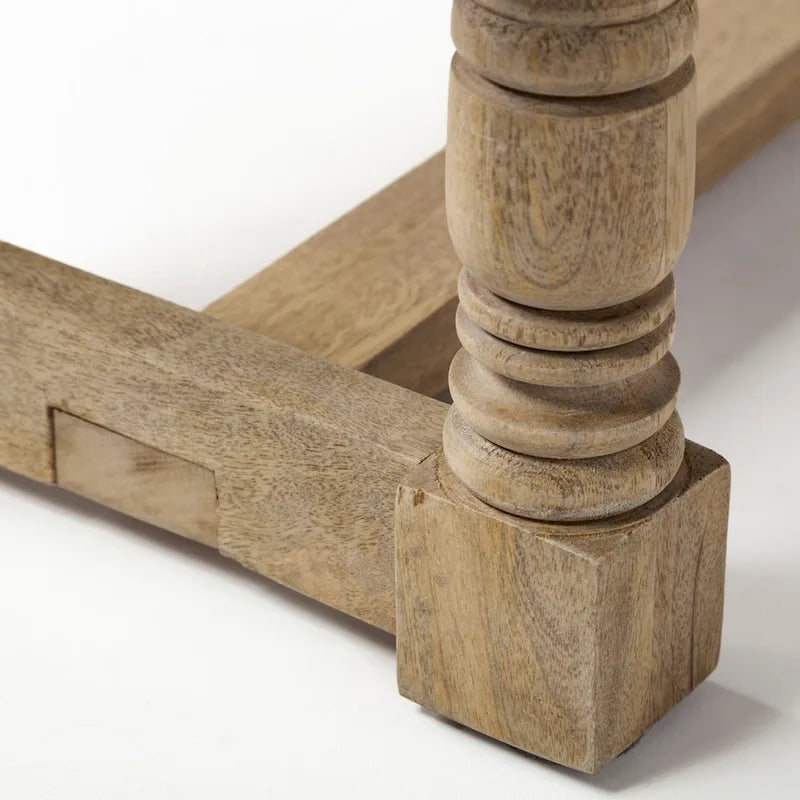 Panca Greenfield I marrone e beige a motivo in iuta con cornice in legno - 59L x 14.3P x 19H