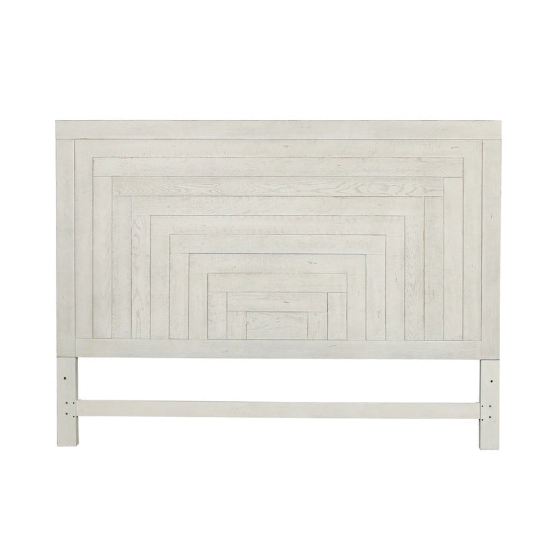 Letto a piattaforma Queen in stile rustico moderno da mercatino dell'usato, bianco anticato