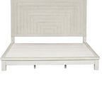 Letto a piattaforma Queen in stile rustico moderno da mercatino dell'usato, bianco anticato