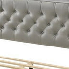 Elegante Letto Matrimoniale Queen Size, Profili LED, Testiera Trapuntata con Bottoni, Bianco