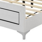 Elegante Letto Matrimoniale Queen Size, Profili LED, Testiera Trapuntata con Bottoni, Bianco
